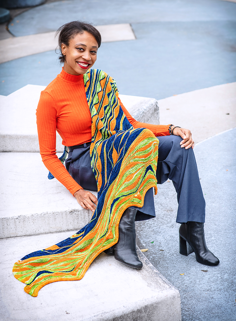 Positive Vibrations Shawl Kit (1 sk each Tangerine, Scallions & New Navy in SF)